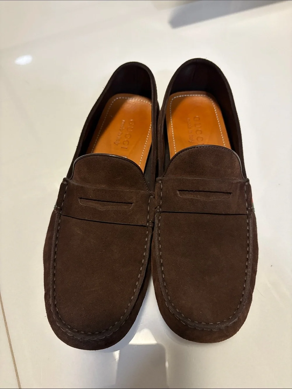 Gucci Brown Suede Penny Loafers for Men